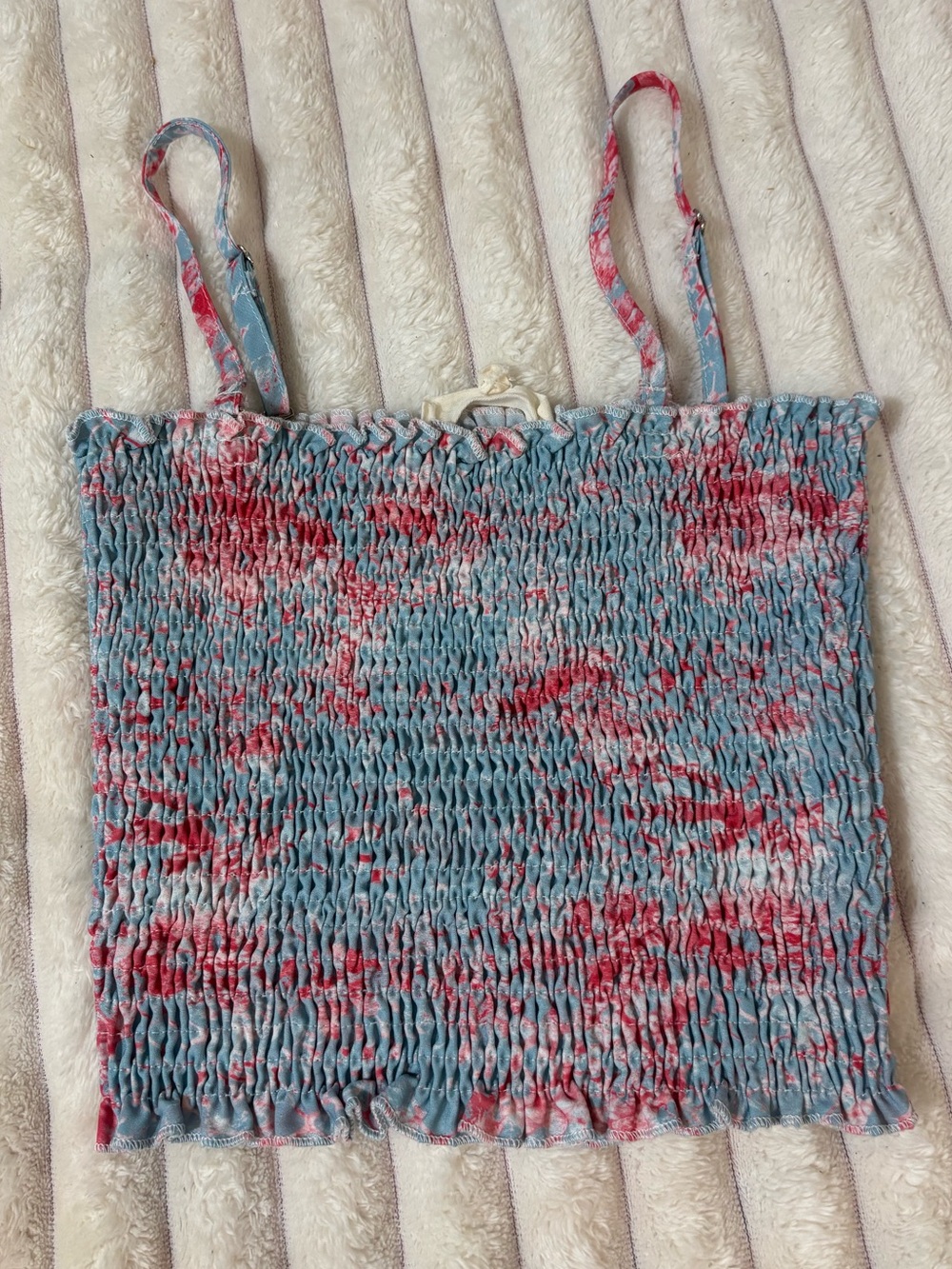 Women’s Tie-Dye Red White and Blue Tube Top With Removable Straps - Size Small